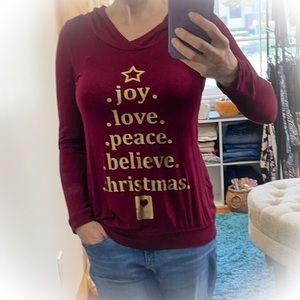 💕Gently Preloved Rachel Kate Maroon Christmas Hoodie💕